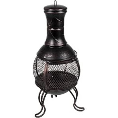 Home Discount® Black and Antique Gold Steel Patio Heater Garden Fireplace BBQ
