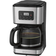 Clatronic® KA 3642 Coffee Machine with Timer, 1.5 Litre Jug for 12-14 Cups of Coffee, 24-Hour LCD Timer, Automatic Warming, Drip Protection, Removable Filter, Display & Indicator Lights, 900 W