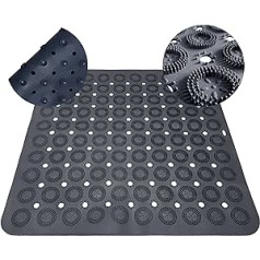 Kapperthal Massage Shower Mat Non-Slip PVC Free - 54 x 54 cm - Non-Slip Shower Mat - Bath Mat Made of TPE - Non-Slip Bath Mat with Massage Function and Suction Cups - Anthracite