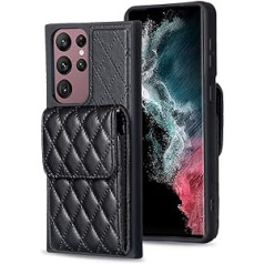 Vqwq Leather Wallet Case for Samsung Galaxy S22 Ultra - with Card Slot Stand Multiple Function Flip Case Shockproof Protective Wallet Cover Case for Samsung Galaxy S22 Ultra [22] - Black