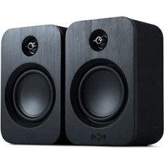 House of Marley Get Together Duo Bluetooth Speaker Black - Sustainably Made Shelf Speakers, PC Soundbar, Mains / 25 Hours Battery, High-Definition Amplifier, Amazon Exclusive