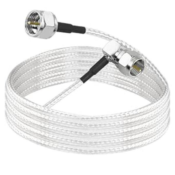 MEIRIYFA F-Typ Koaxiales rechtwinkliges Verbindungskabel, 90° abgewinkelt auf gerades F Typ Stecker RG316 Digital RF Koaxialkabel für HDTV, CATV, Modem, Satelliten Empfänger (2M)