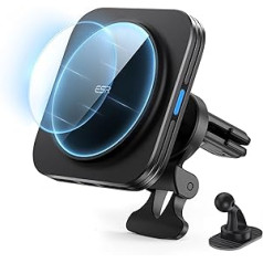 ESR HaloLock Magnetic Wireless Phone Holder Car Charger, Compatible with MagSafe Car Mount with Charging Function and iPhone 14/14 Pro/14 Pro Max/14 Plus and 13/12 Series, Black