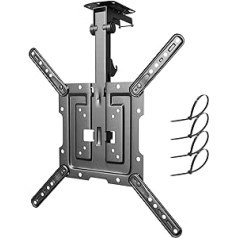PUTORSEN 23-55 Inch TV Ceiling Mount Swivelling, Foldable, Height-Adjustable Ceiling Mount for TV, TV Mount for Flat Roof or Sloping Roof, Max Load 20 kg, Max VESA 400 x 400 mm