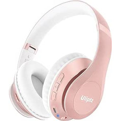 Uliptz Wireless Bluetooth Headphones, 65 Hours Playtime, 6 EQ Sound Modes, HiFi Stereo Over-Ear Headphones with Microphone, Foldable Bluetooth 5.3 Headphones for Travel/Office/Phone/PC (Rose Gold)