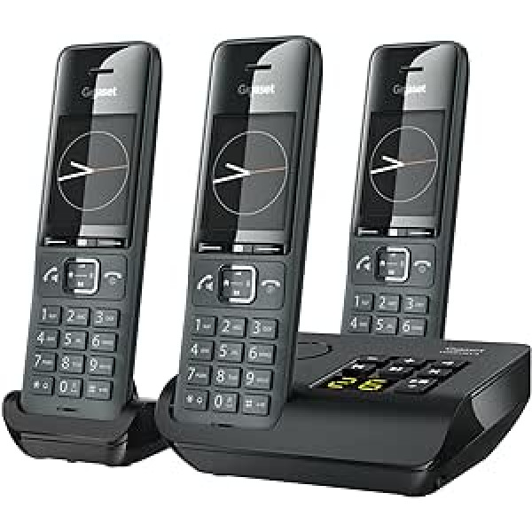 Gigaset Comfort 520A Trio - 3 Cordless DECT Telephones with Answering Machine - Elegant Design - Best Audio Quality with Hands-Free Function - Call Protection - Address Book with 200 Contacts,