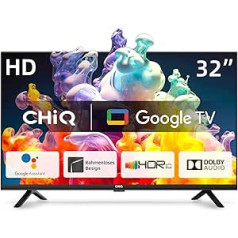 CHIQ TV L32G7V, 32 Inch TV, HD Smart TV, Google TV, Google Assistant, HDR, Google Play, Chromecast Built-in, Dolby Audio, Triple Tuner (DVB-T2/S2/C), Bluetooth, WiFi/HDMI/USB/CI+ 2023