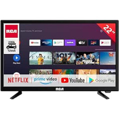 RCA RS22H2C Android TV 22 Inch (56 cm) Smart TV with 12V Car Adapter, Google Assistant, Chromecast, Netflix, Prime Video, Disney+, WiFi, Triple Tuner, Android TV 11, 230V/12V