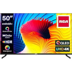 RCA 50 Inch QLED TV 4K UHD Smart TV HDR HLG Dolby Audio Android TV Google Assistant Triple Tuner WiFi Bluetooth HDMI USB (2023)