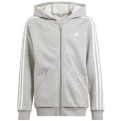 Adidas 3 Stripes FL Hoodie ar pilnu rāvējslēdzēju IS3241 / pelēka / 140 cm