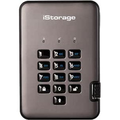 iStorage 183003 IS-DAP2-256-SSD-2000-C-G 2TB diskAshur PRO2 256-bit USB 3.1 Tragbares SSD-Laufwerk mit Hardwareverschlüsselung, graphit