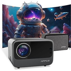 Electric Focus/Trapezoidal Correction: Hipppus Mini Smart Projector 4K Android Projector Full HD 1080P Home Cinema WiFi 6 Bluetooth Video Mini Projector Mobile Phone Compatible with Smartphone/Fire