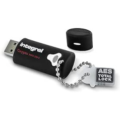 Integral Memory 8GB Crypto-140-2 256-Bit 3.0 USB Stick verschlüsselt Passwort geschützt FIPS 140-2 Level 3 zert. Schutz vor Brute-Force-Angriffen Robustes dreilagige INFD8GCRY3.0140-2 Schwarz