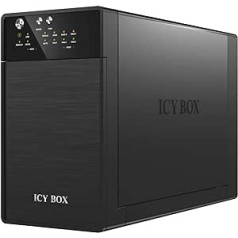 ICY BOX IB-RD3620SU3 Externes 2-fach Gehäuse (Raid 0/1, Single, JBOD) für 2x 3, 5 Zoll SATA i, II, III Festplatten, USB 3.0 (UASP) & eSATA Anschluss, Smart-Lüfter