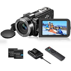 Video Camera Camcorder 1080P, Full HD 30FPS 36MP Vlogging Camera IR Night Vision for YouTube, 3.0 Inch IPS 270° Rotating Screen, 16X Digital Zoom Digital Camera with Remote Control and 2 Batteries