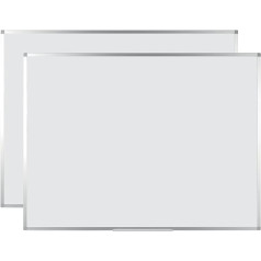 BoardsPlus Magnetic Whiteboard 105 x 75 cm, with Aluminium Frame and Pen Tray, Dry Wipe Clean, Rewritable, Pack of 2