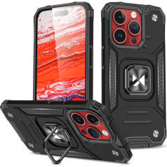 Bruņu maciņš ar pirkstu turētāju priekš iPhone 15 Pro Max Ring Armor, melns
