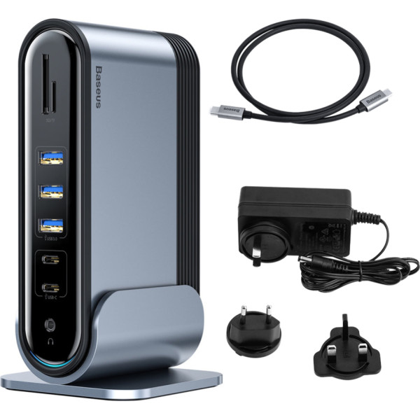 Daudzfunkcionāls HUB replicator portu sadalītājs karšu lasītājs EU CN UK Plugs Grey