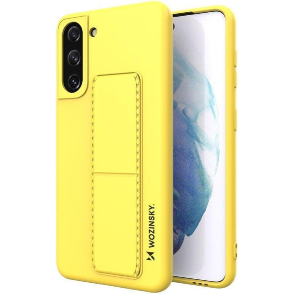 Silikona maciņš ar statīvu priekš Samsung Galaxy S21+ 5G Kickstand Case dzeltens