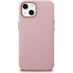 Icarer iPhone 14 Plus magnētiskais ādas maciņš ar MagSafe Litchi Premium Leather Case rozā apvalku