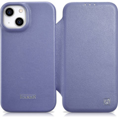 Icarer Ādas iPhone 14 maciņš ar magnētisko atloku MagSafe CE Premium Leather gaiši violets
