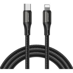USB-C iPhone PD 20W 2m ātrās uzlādes un datu pārraides kabelis, melns