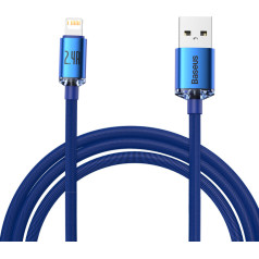 iPhone kabelis ātrai uzlādei un datu pārsūtīšanai USB - Lightning 2.4A 2m blue