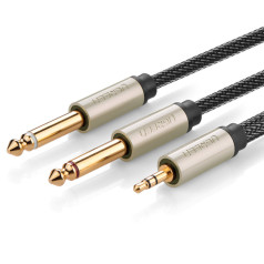 Kabeļa audio sadalītāja mini ligzda 3,5 mm - 2x ligzda 6,35 mm, 1 m pelēka