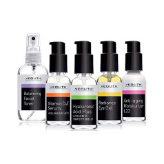 Hyaluronic Acid Serum, Vitamin C Serum, Facial Toner, Eye Gel, Face Cream, Beauty Products, Face Care for Men and Women, Complete Anti-Ageing Skincare Set by YEOUTH 5 x 30 ml