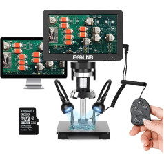 ESSLNB 7 Inch LCD Digital Microscope 1200X 1080P Video Microscope with 32GB Card USB Microscope Camera Remote Control 8 LED Light & 2 Fill Lights Video Recorder for PC Windows Mac