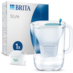 BRITA Style Water Filter Jug Light Blue (2.4 L) Including 1 x Maxtra Pro All-in-1 Cartridge - Filter in Modern Design for the Fridge to Reduce Limescale, Chlorine, Metals such as Lead & Copper