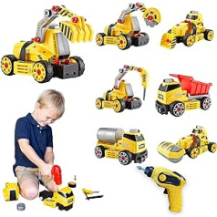 Think Gizmos 7-in-1 Construction Toy from 3 Years for Boys and Girls - Car Toy TG803 with Lights and Sounds - 7 Variations and Electronic Drill