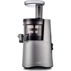 HUROM Slow Juicer Juicer for Cold Pressing, H-AA, Ice Maker, Quiet System, Semi-Transparent Funnel, 500 ml, 150 Watt, BPA-Free, Dark Silver