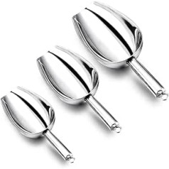 HaWare Ice Cream Scoop Set, 3 Pieces Stainless Steel Food Sweetmeal Scoop with 5/8/340ml Small Medium Large Metal Pet Scoop for Kitchen/Bar/Garden, Mirror, Dishwasher Safe