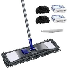 Masthome Flat Mops, Floor Mop with 4 Mop Pads, Magic Dust Mop for Cleaning Laminate Tiles, Hardwood Floors etc. Send a Cleaning Scraper
