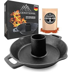 Bergensteiner® Poultry Holder Made of 100% Cast Iron, Hanging Holder, Premium Cast Iron Poultry Roaster, Cast Iron Hanging Stand for Grill and Oven, Includes Chicken Rub