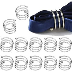 Techson Napkin Rings Set, Napkin Buckle Holder, Handmade Natural Metal Embellishment, Creative Party Gatherings, Wedding Table Decoration(Silver, Spiral, 12pcs)