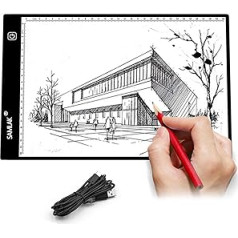 SAMLAK LED Light Table A4, LED Light Pad A4 Continuously Dimmable Adjustable Brightness Eye Protection, Light Plate Drawing Light Pad with USB Cable for Diamond Painting, Painting, Sketching