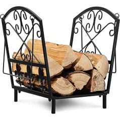 COSTWAY Firewood Rack Metal Firewood Rack with Sturdy Base and Handles, Firewood Stand for Indoor and Outdoor Use