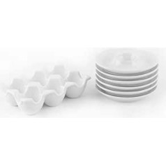 Holst Porzellan Egg Box with Six Egg Cups 7-Piece