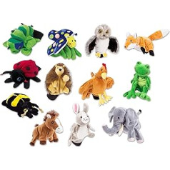 beleduc beleduc Hand Puppets Set 12 Pieces - Hand Puppets for Children Doll Theatre Fabric Animal