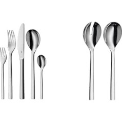 WMF Atria Cutlery Set for 12 People, 60-Piece Cutlery Set & Nuova Salad Servers Stainless Steel 25 cm, Salad Fork, Serving Spoon, Polished Cromargan Stainless Steel, Glossy, Dishwasher Safe