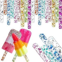 80 Pieces Reusable Acrylic Cake Sticks, Ice Cream Sticks, Ice Cream Sticks for Candy, Ice, Creamsicle DIY Craft Party Favors (Mixed)