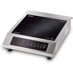 CASO ProChef 3500 Mobile Single Induction Hob, 3500 Watt, Temperature 60-240°C, Hob with Timer and Keep Warm Function, 12 Power Levels, Stainless Steel Housing, for Pot Sizes up to 28 cm