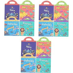 Toyvian 12 Sätze Stickerbuch Für Kinder Aufklärungsbuch Vorschule Fahrzeugaufkleberbuch Tierisches Stickerbuch Spielzeug Kleinkind Kinderpapier Reisen Wasserdichtes Umweltschutz-szenenbuch
