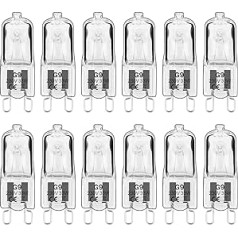 Haraqi Pack of 12 G9 Halogen Bulbs, 230 V 33 W 380 lm G9 Bulb, 2800 K Warm White, Capsule Bulbs Dimmable, No Flickering