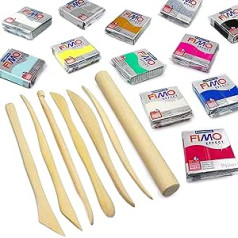 FIMO Effect Modelling Clay Professional Set -12 x 57g + 7 Pro Moulding Instruments