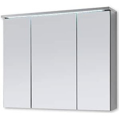 Stella Trading TWO Bathroom Mirror Cabinet with LED Lighting in Titanium / White - Bathroom Mirror Cabinet with Lots of Storage Space - 100 x 68 x 22.5 cm (W x H x D)