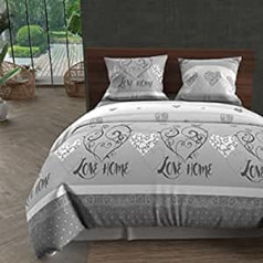 Soleil d'ocre Duvet cover + 2 pillowcases, cotton, grey, 220 x 240 cm