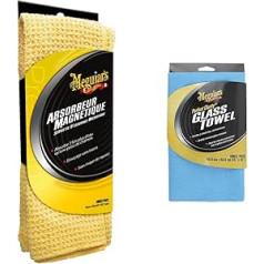 Meguiar's X2000F Magnetic Cleaning Cloth, 76 cm x 55 cm & X190301EU Perfect Clarity Glass Towel - Glass Cleaning Cloth, Blue